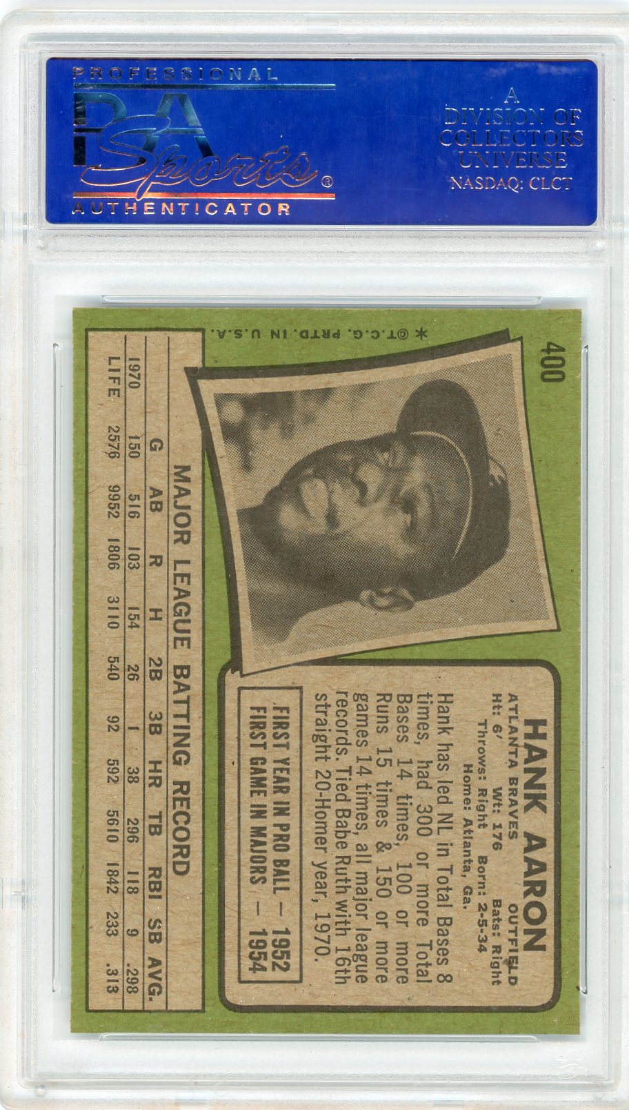 1971 Topps Hank Aaron #400 PSA 8