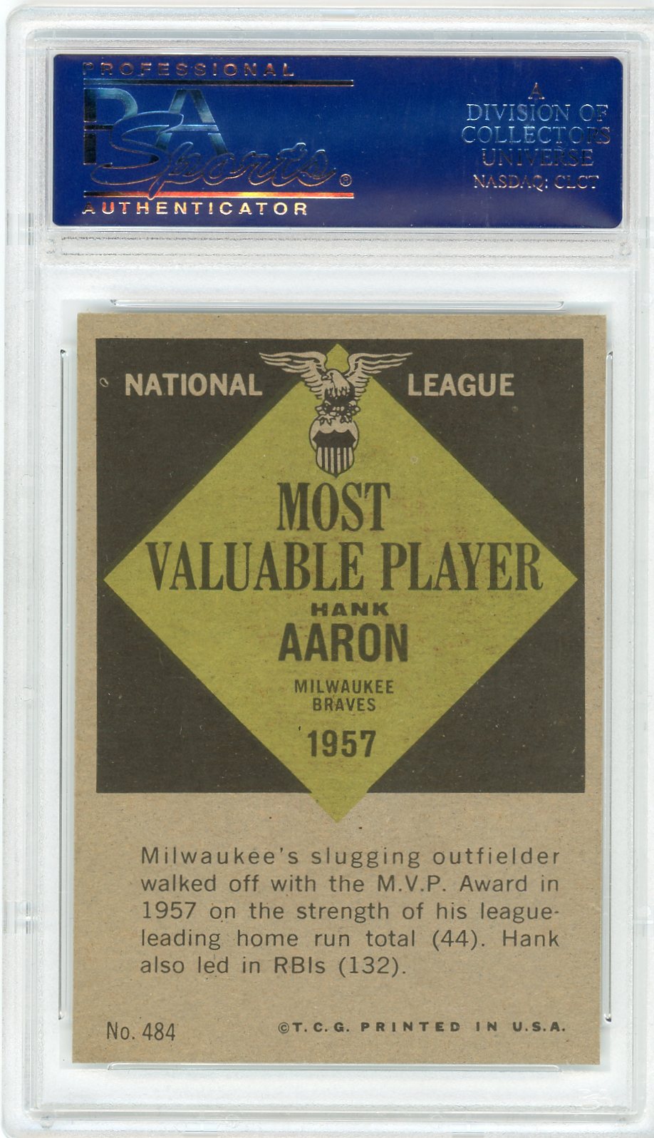 1961 Topps Hank Aaron #484 MVP PSA 8