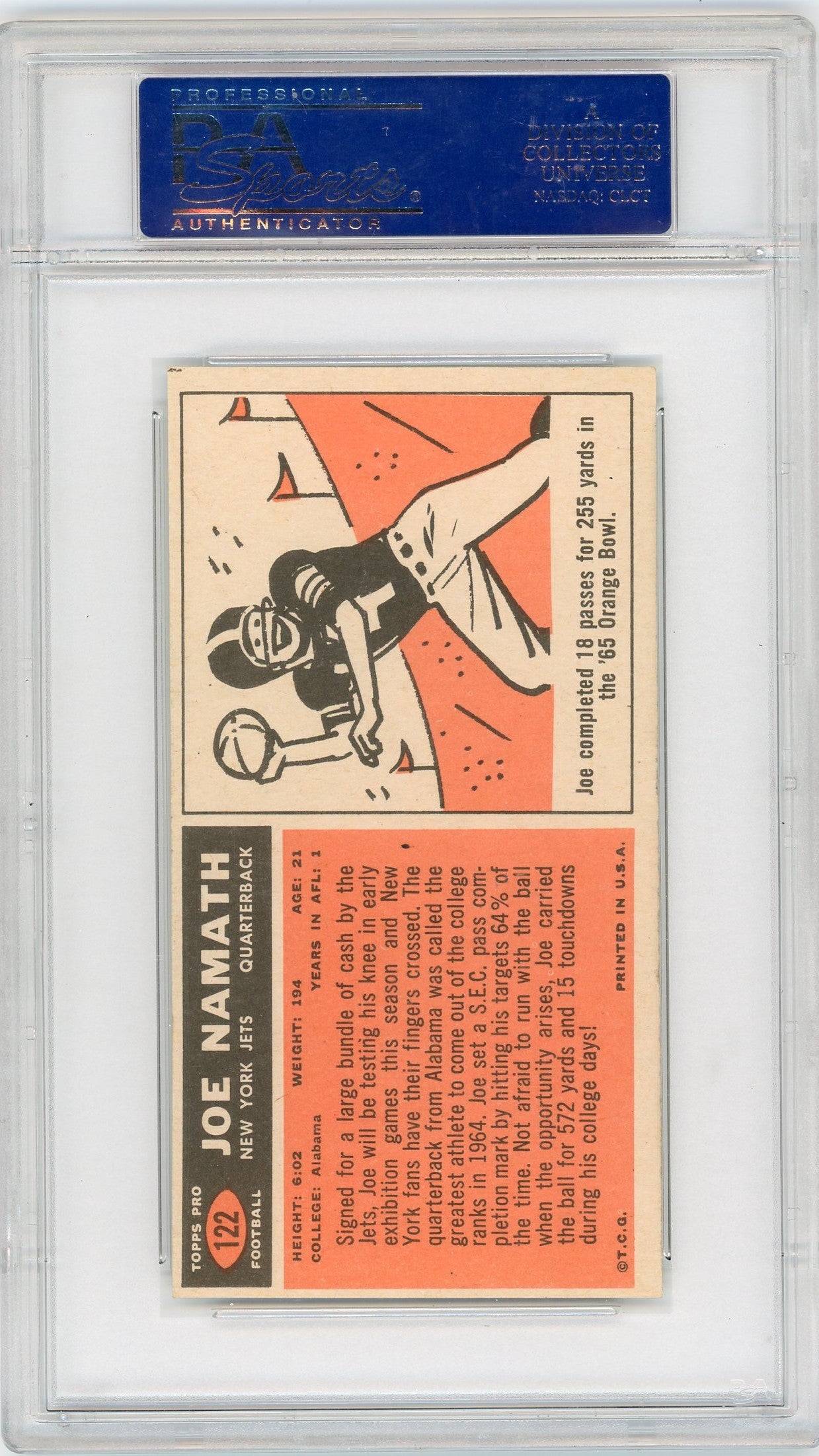 1965 Topps Joe Namath #122 PSA 6