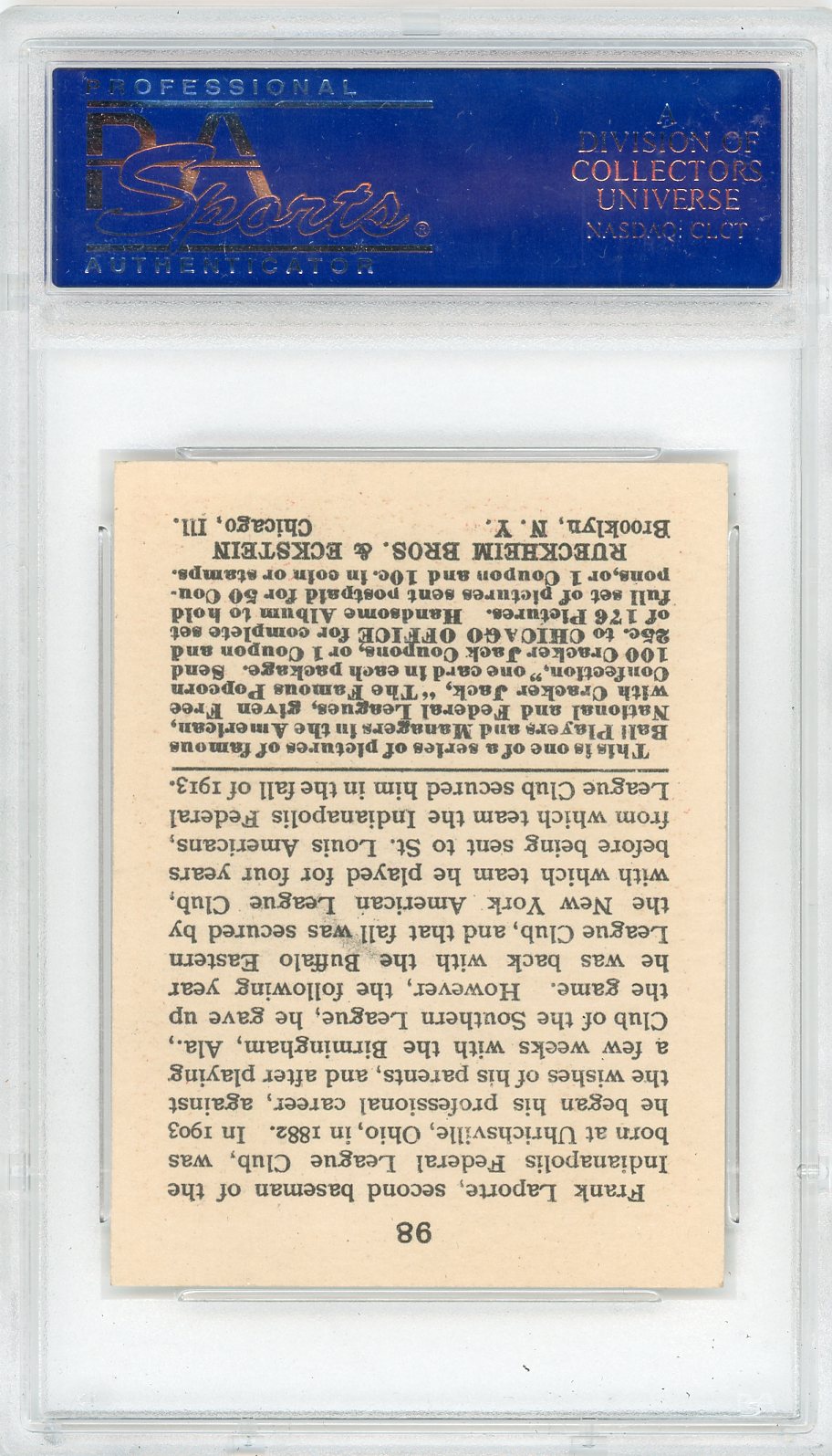 1915 Cracker Jack Frank Laporte #98 (Laporte) PSA 7