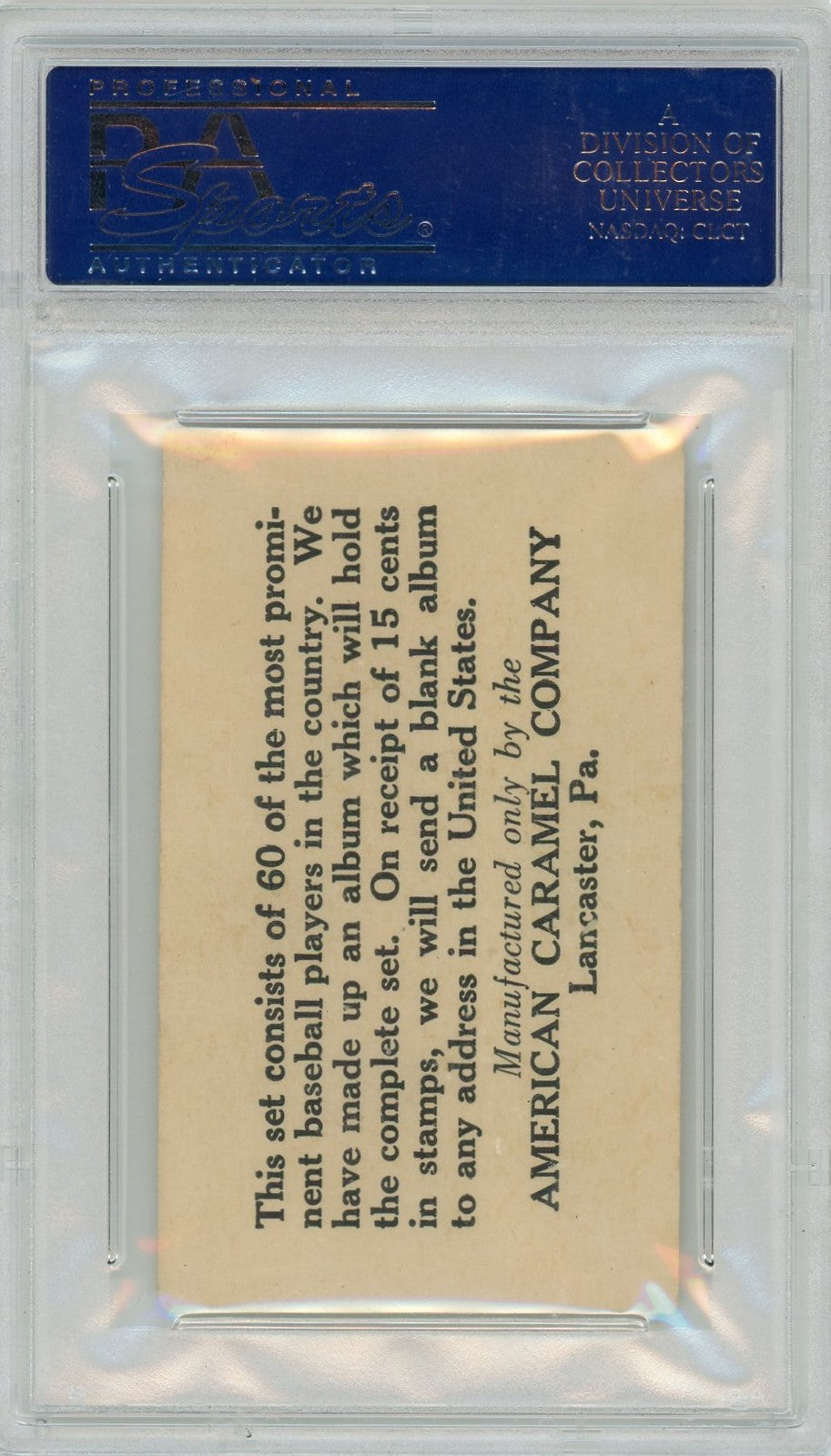 1927 E126 American Caramel Series Of 60 E. C. "sam" Rice #29 PSA 4