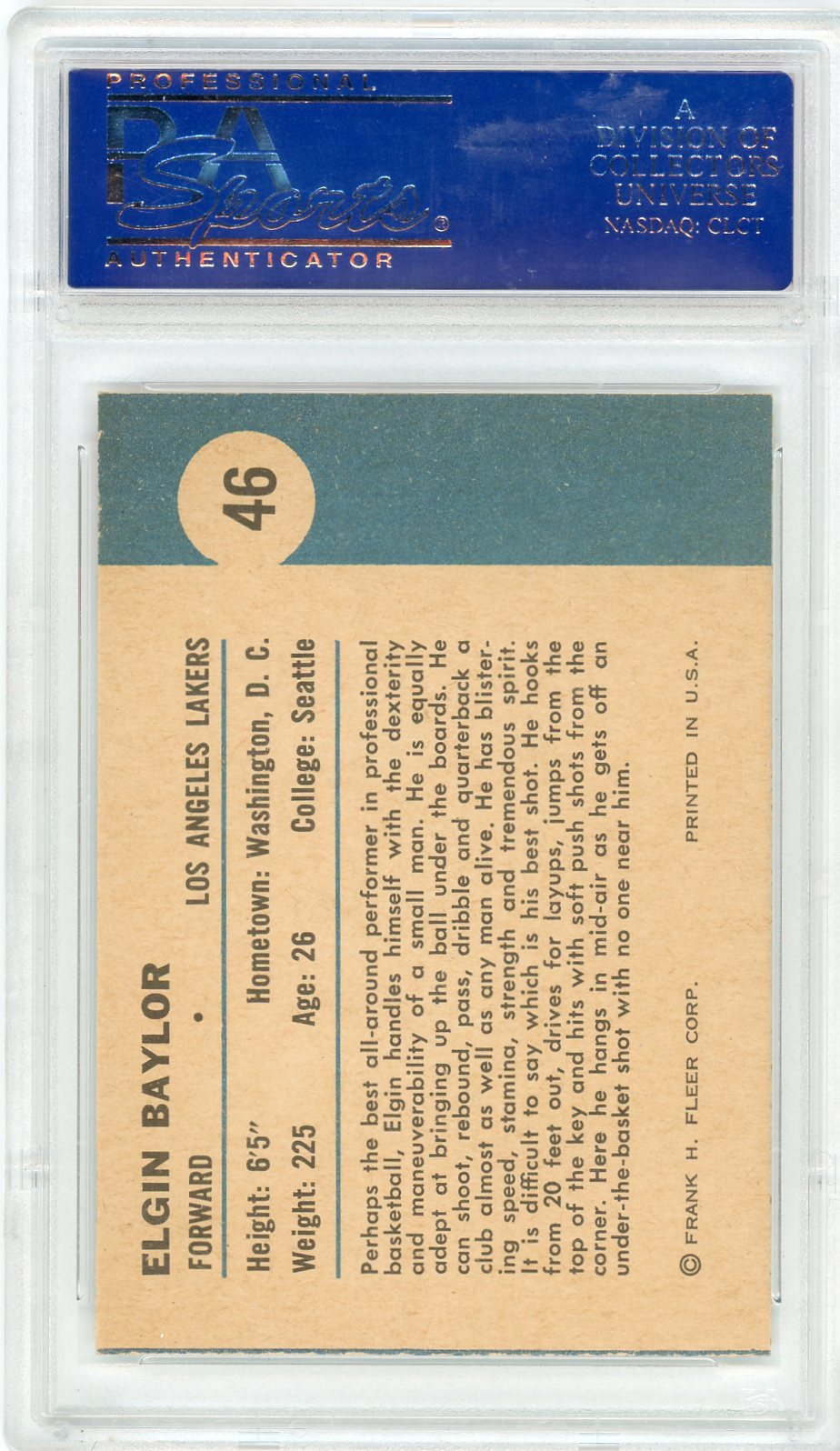 1961 Fleer Elgin Baylor #46 In Action PSA 9 MC