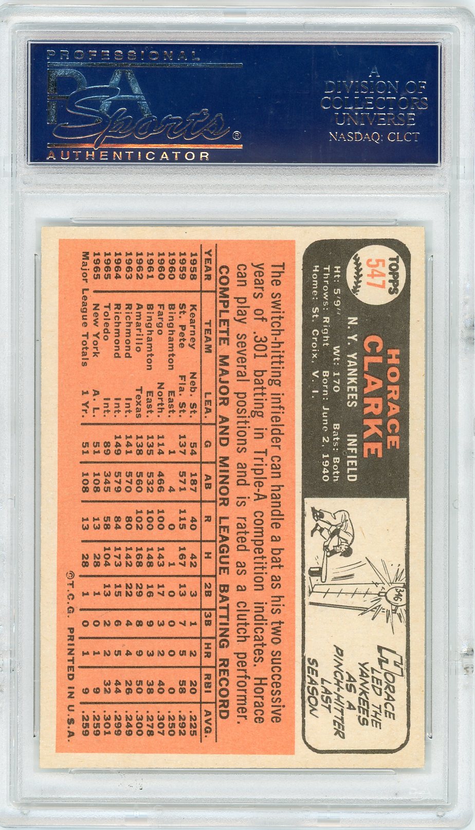 1966 Topps Horace Clarke #547 PSA 7.5