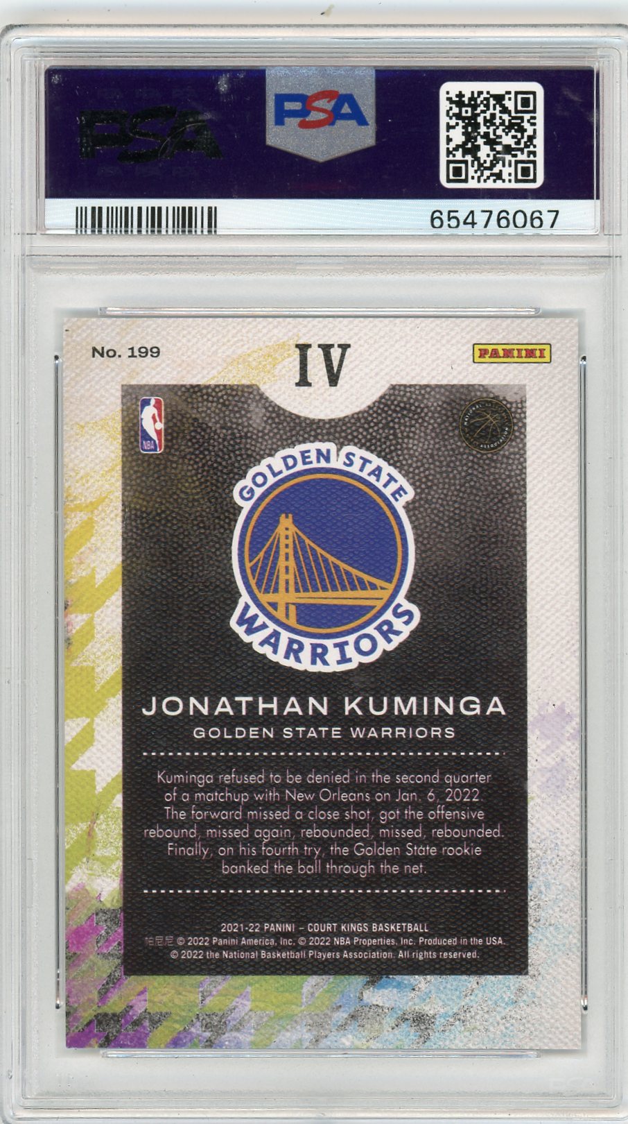 2021 Panini Court Kings Jonathan Kuminga #199 PSA 9
