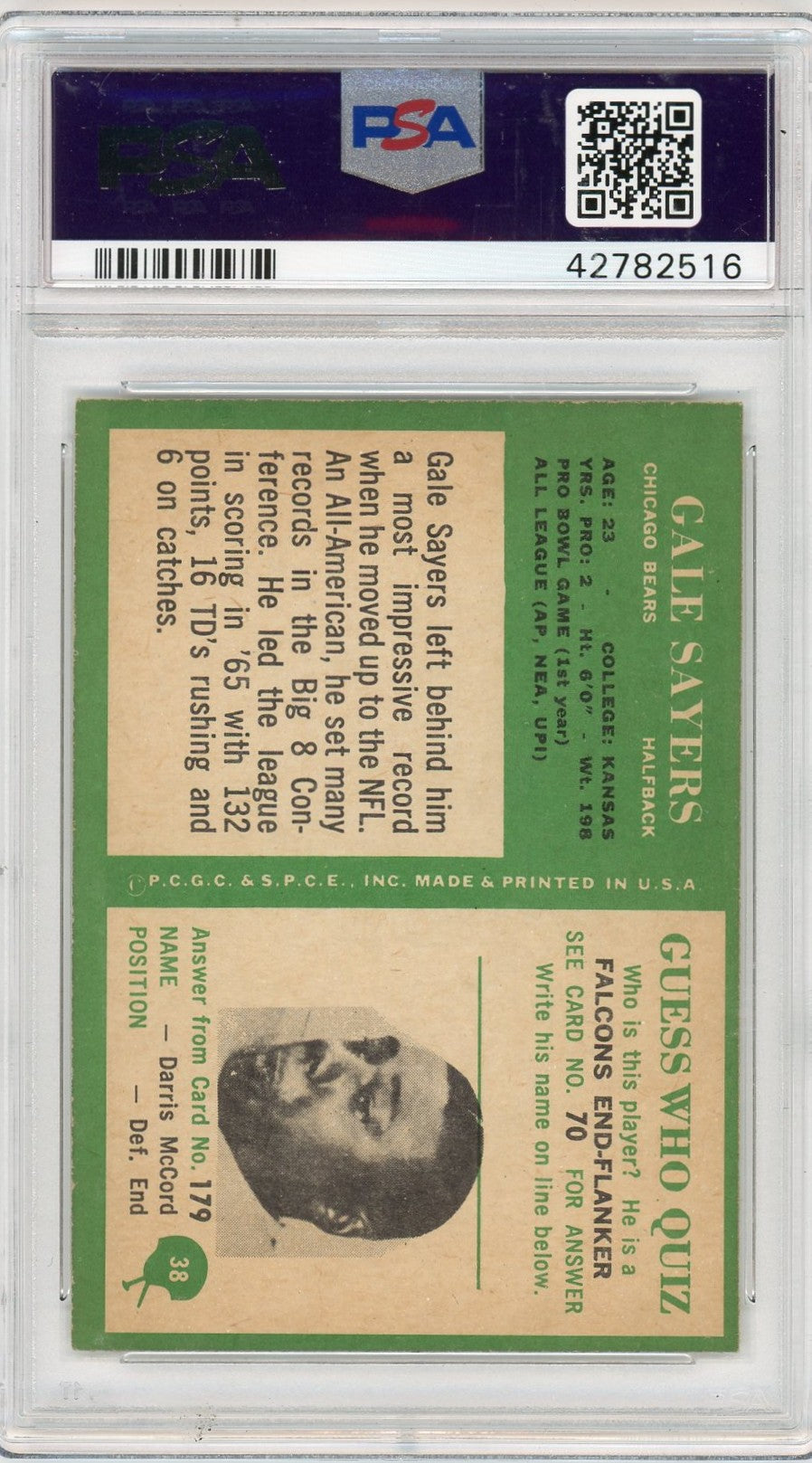 1966 Philadelphia Gale Sayers #38 PSA 6