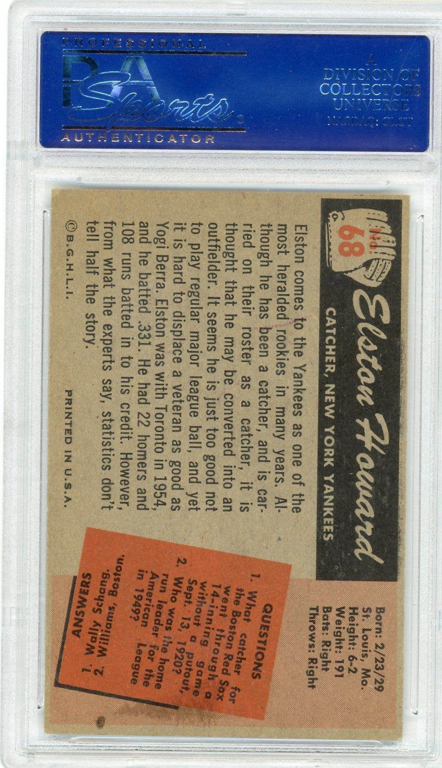 1955 Bowman Elston Howard #68 PSA 5