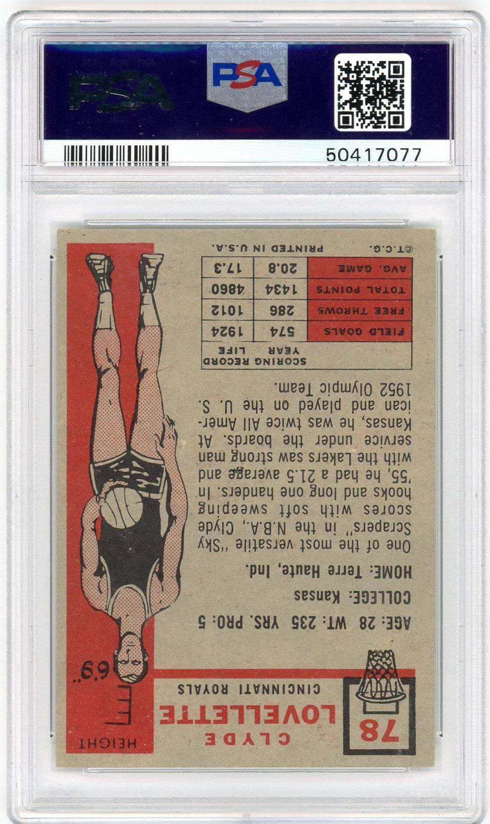 1957 Topps Clyde Lovellette #78 PSA 5