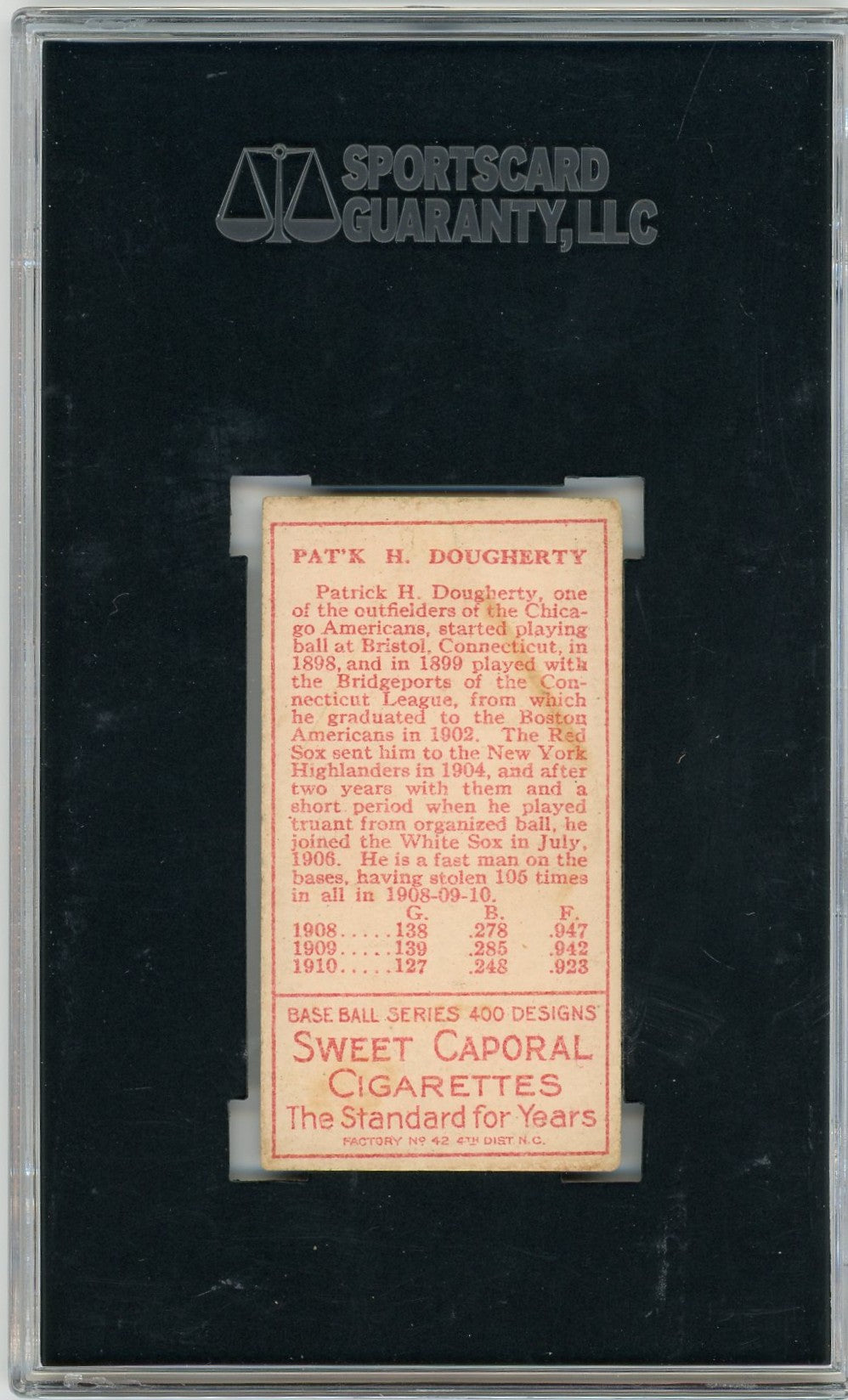 1911 Sweet Caporal (T205) Patrick Dougherty White Sock SGC 4.5