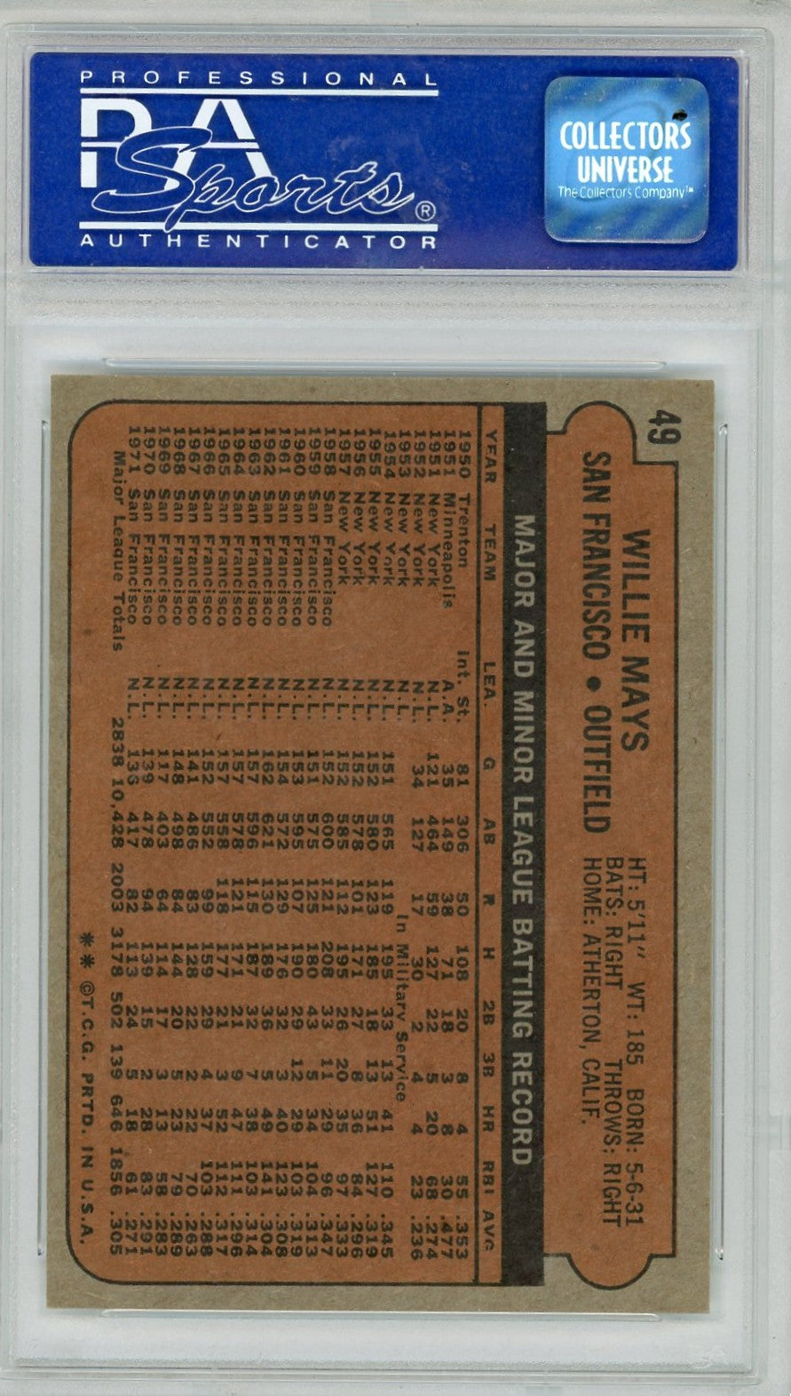 1972 Topps Willie Mays #49 PSA 8