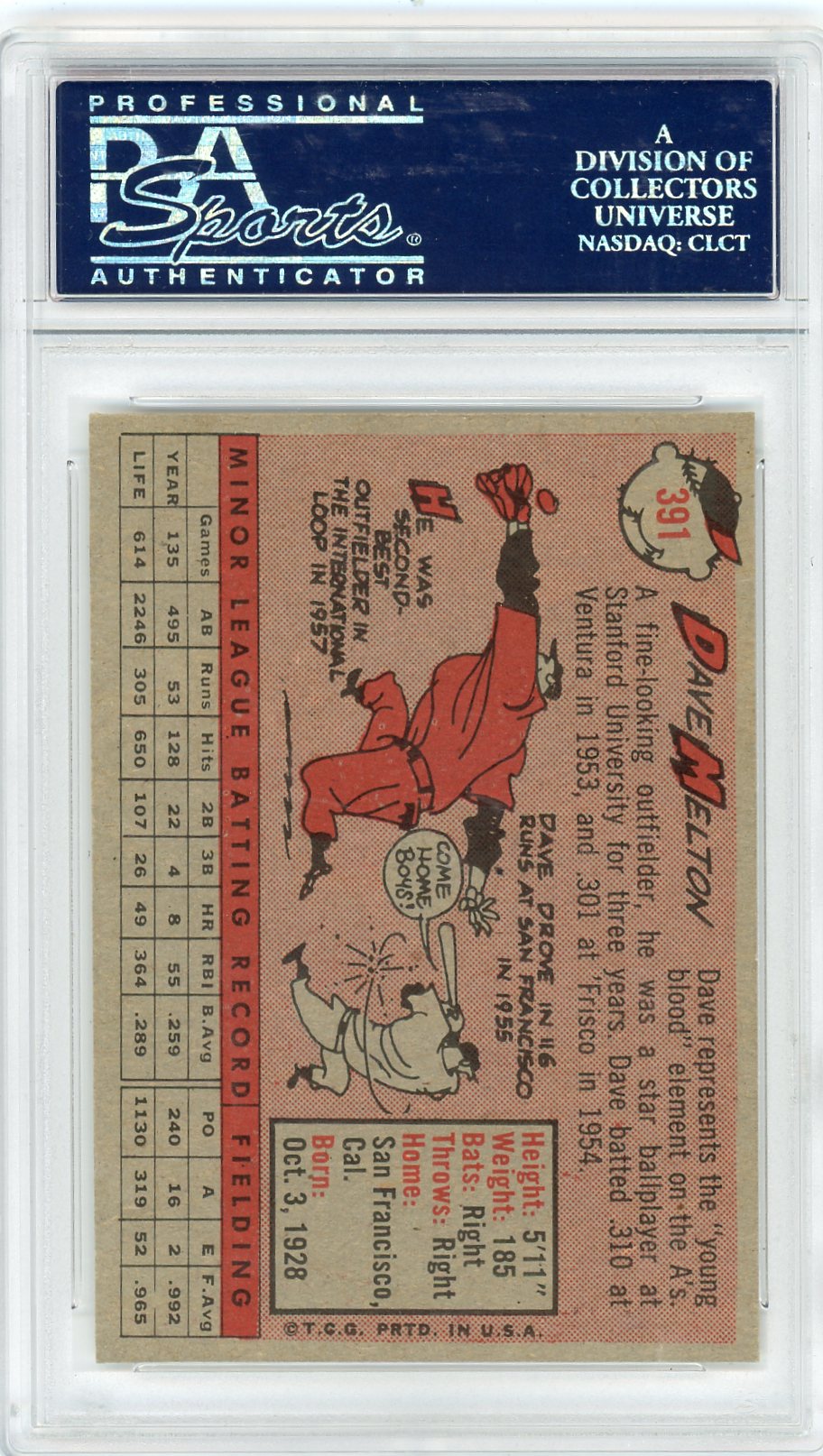 1958 Topps Dave Melton #391 PSA 8