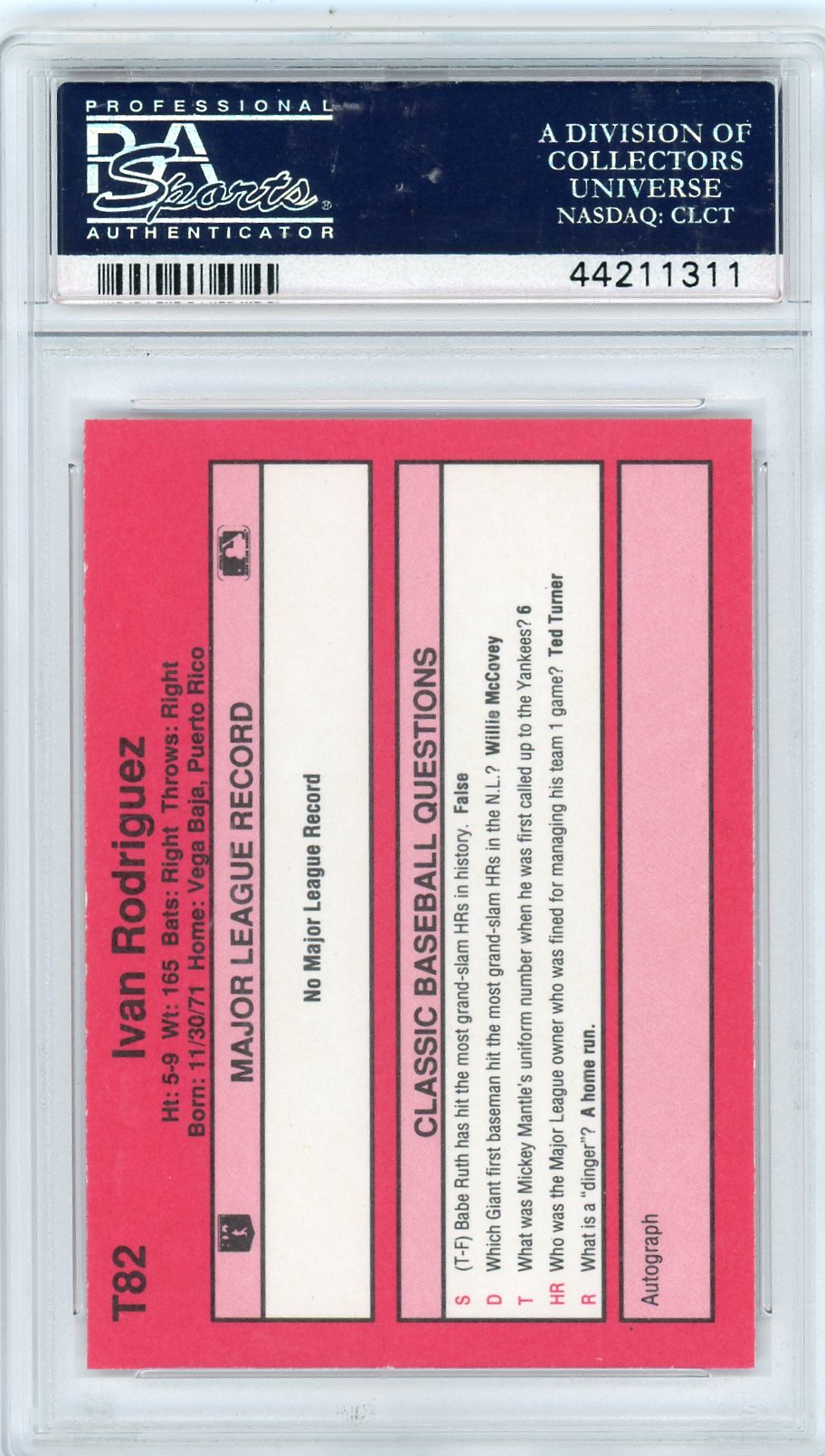 1991 Classic Ivan Rodriguez #T82 Series II PSA 10