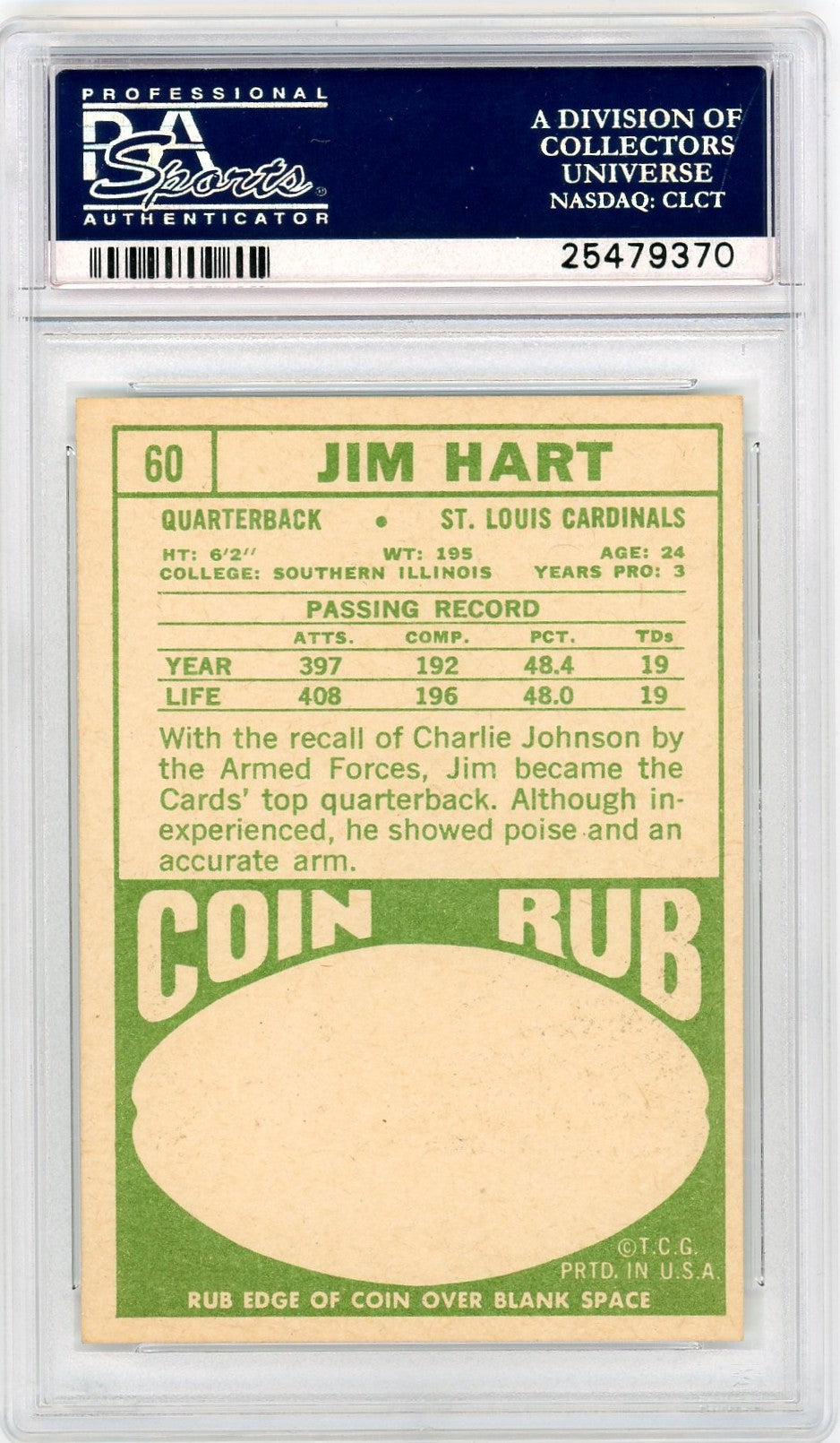1968 Topps Jim Hart #60 PSA 8