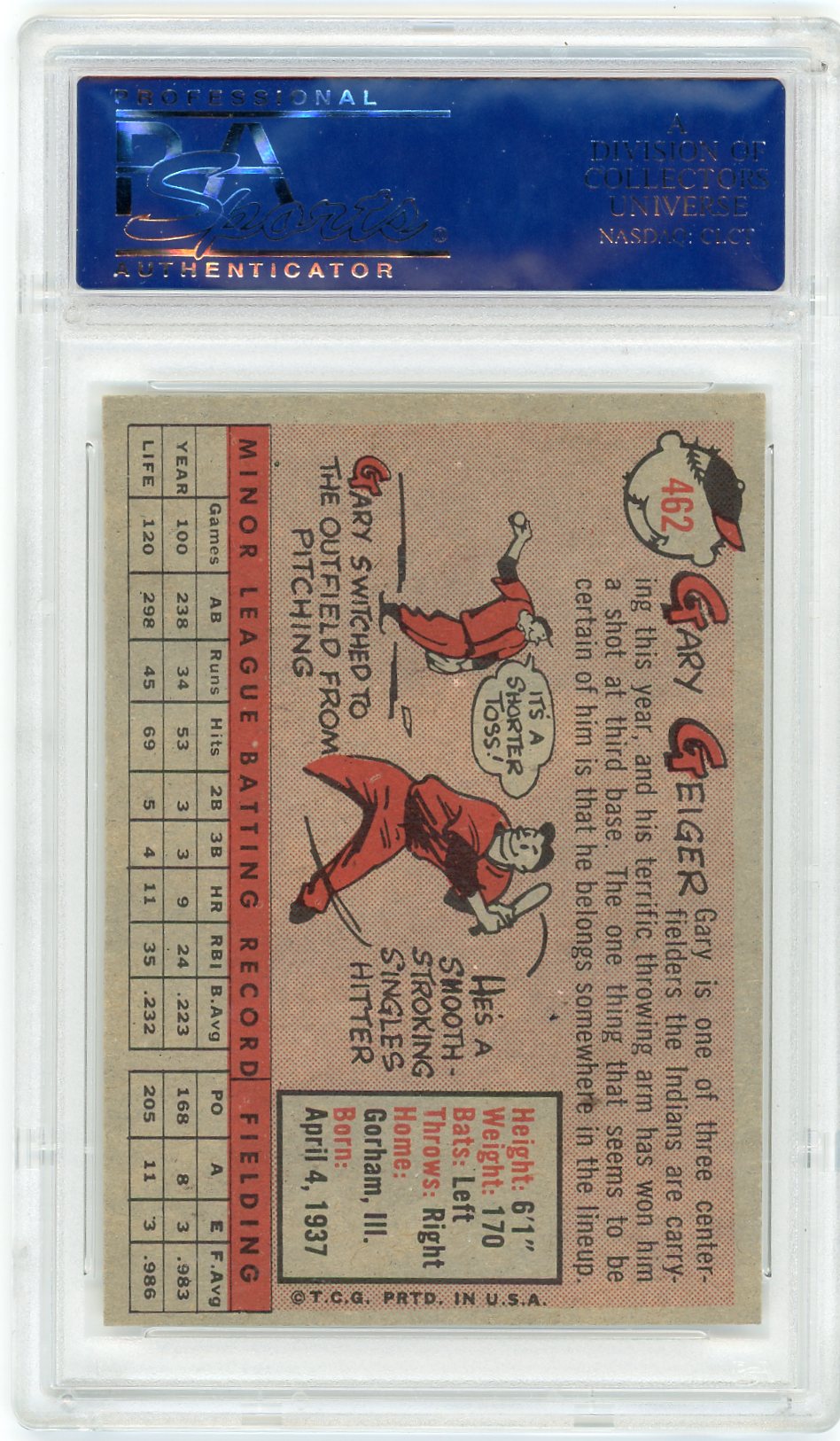 1958 Topps Gary Geiger #462 PSA 8