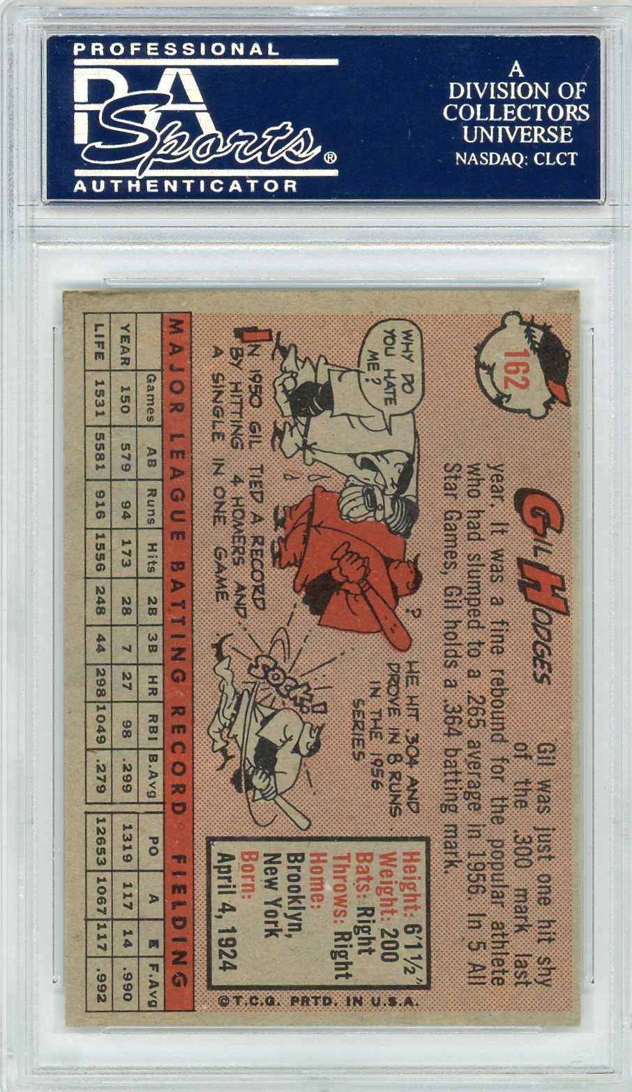 1958 Topps Gil Hodges #162 PSA 8