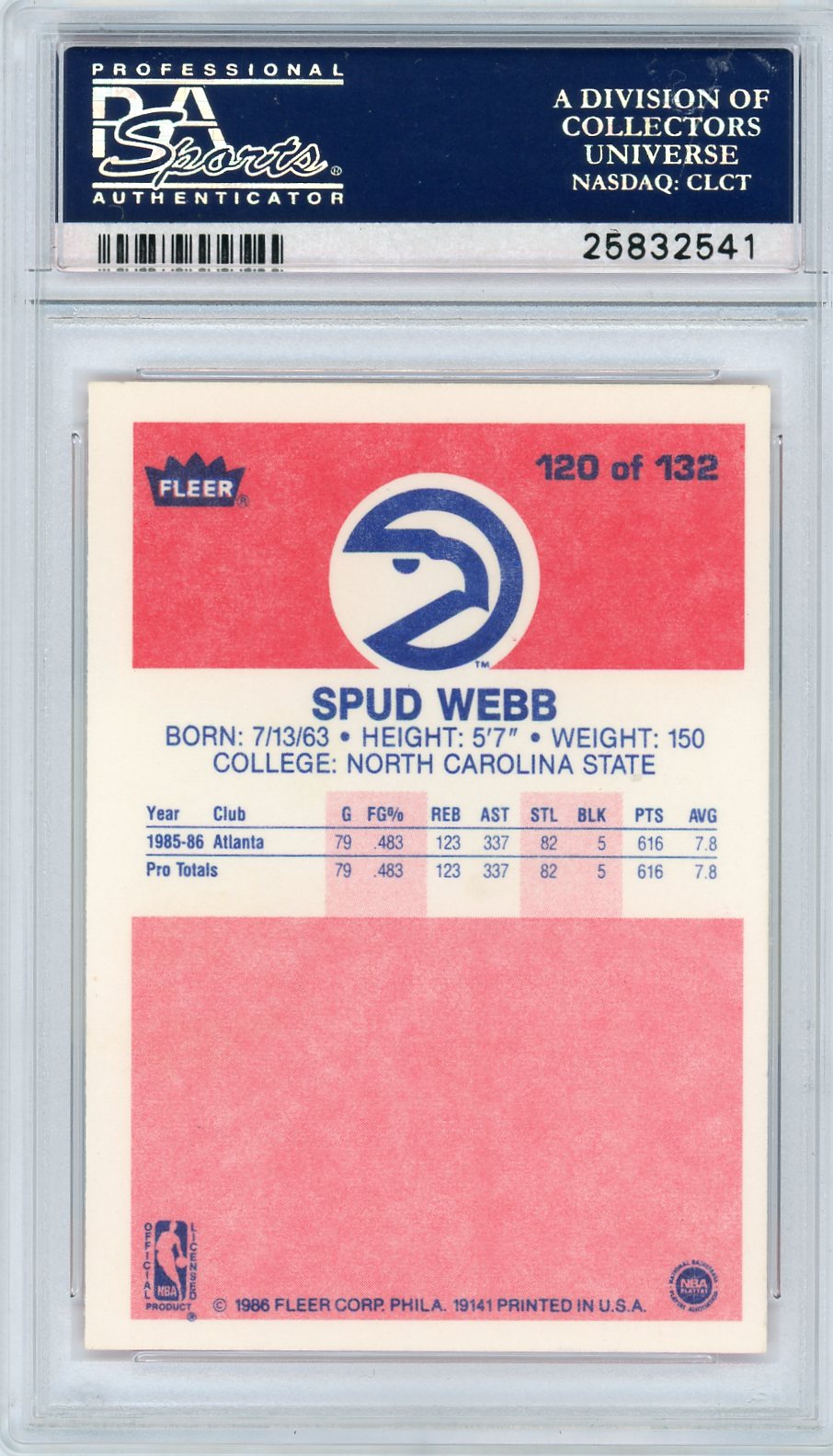 1986 Fleer Spud Webb #120 PSA 9