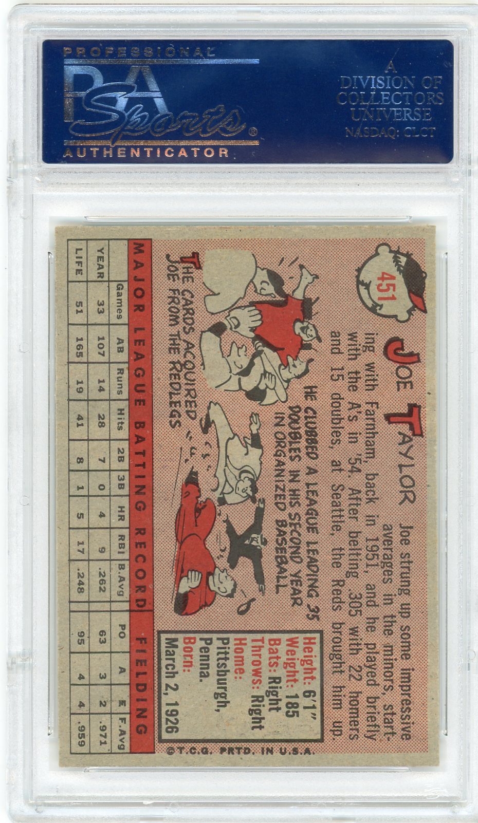 1958 Topps Joe Taylor #451 PSA 8