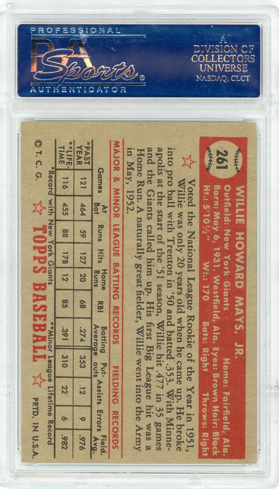1952 Topps Willie Mays #261 PSA 4.5