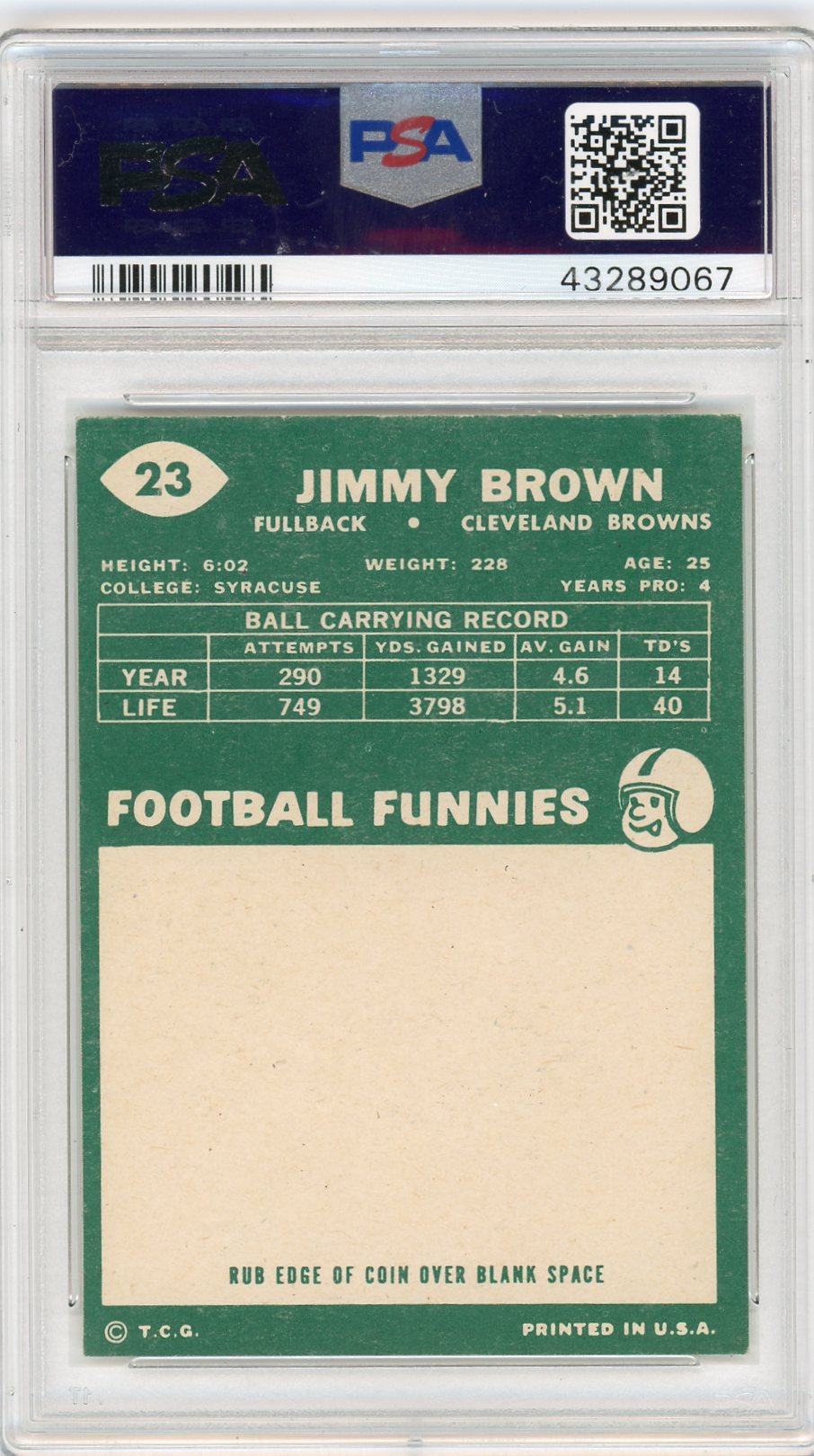 1960 Topps Jim Brown #23 PSA 8
