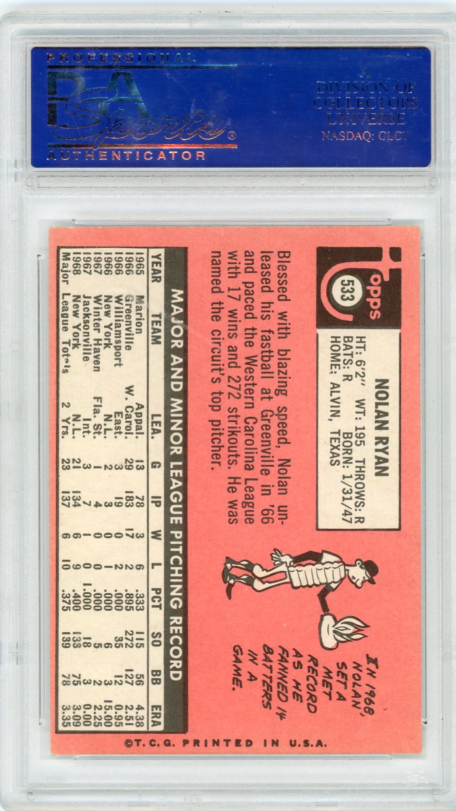 1969 Topps Nolan Ryan #533 PSA 6