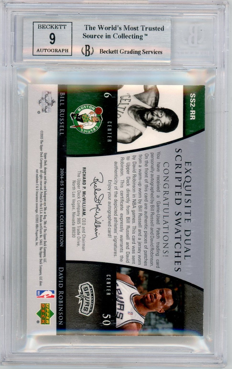 2004 Exquisite Collection Dual Scripted Swatch D Robinson B Russell BGS 9 Auto 9