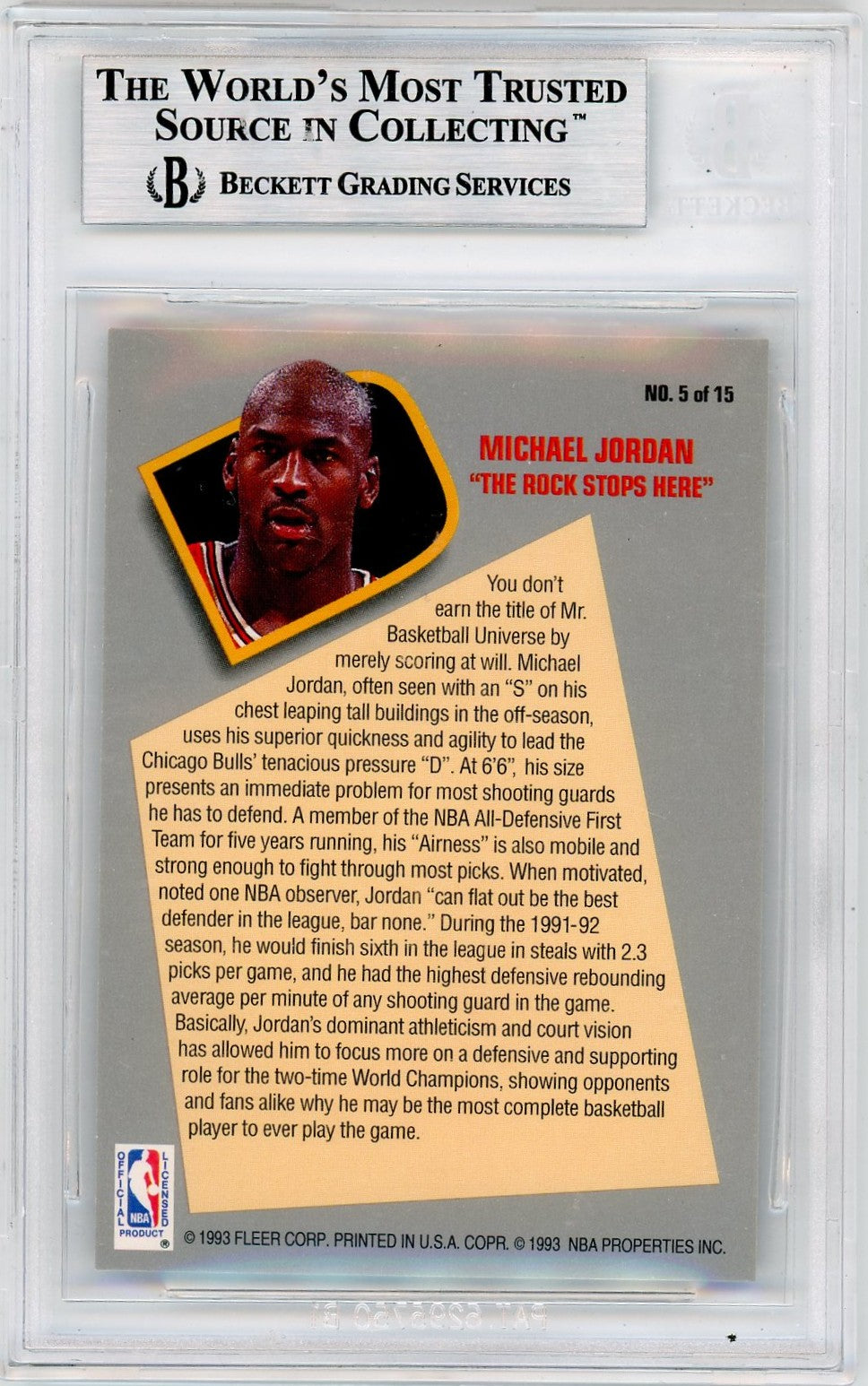 1992 Fleer Total D Michael Jordan ! #5 BGS 9