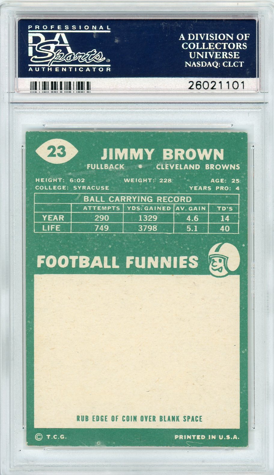 1960 Topps Jim Brown #23 PSA 7
