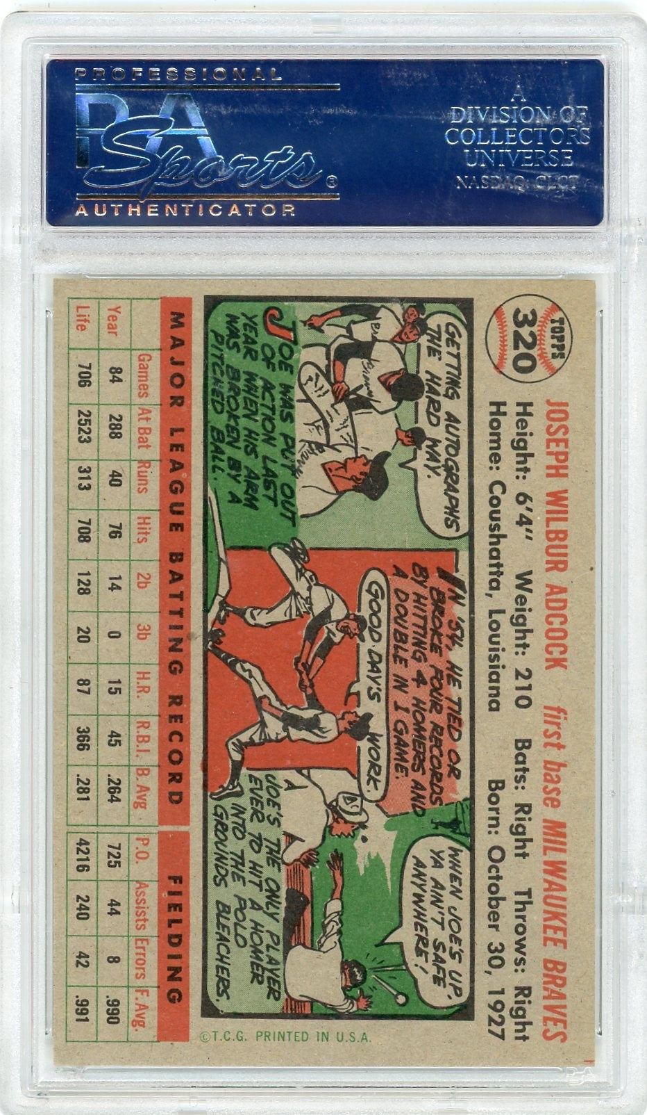 1956 Topps Joe Adcock #320 PSA 7