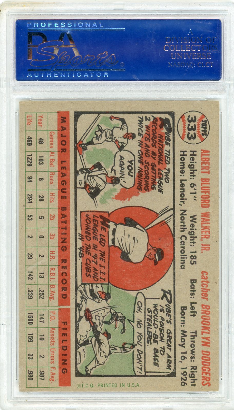 1956 Topps Rube Walker #333 PSA 7