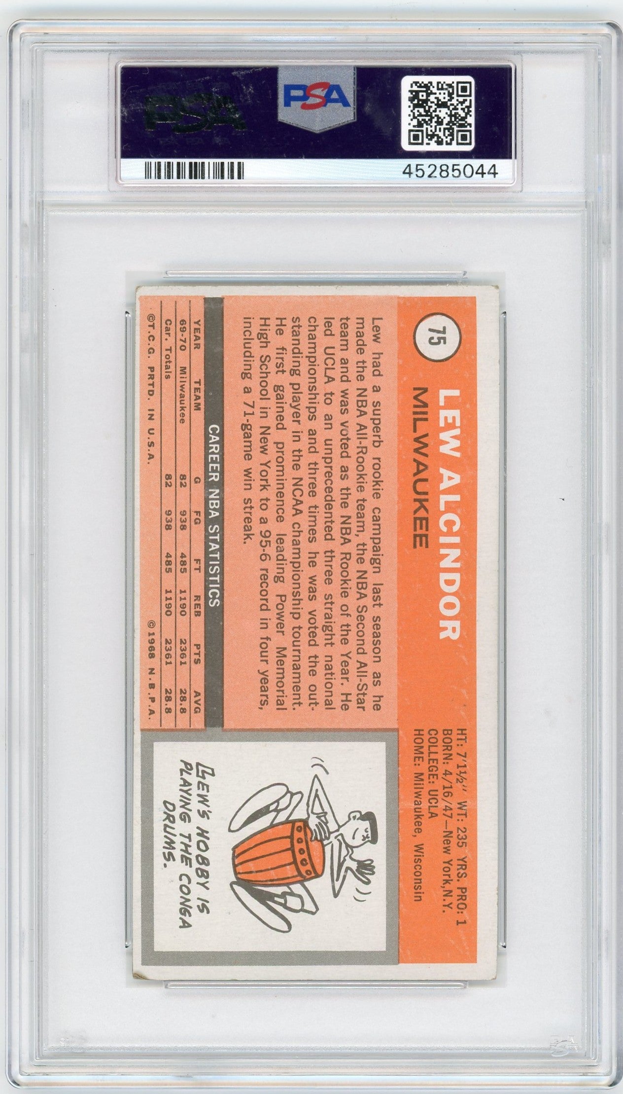 1970 Topps Lew Alcindor #75 PSA 3.5