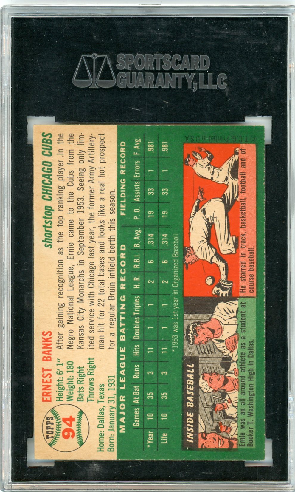 1954 Topps Ernie Banks #94 SGC 6