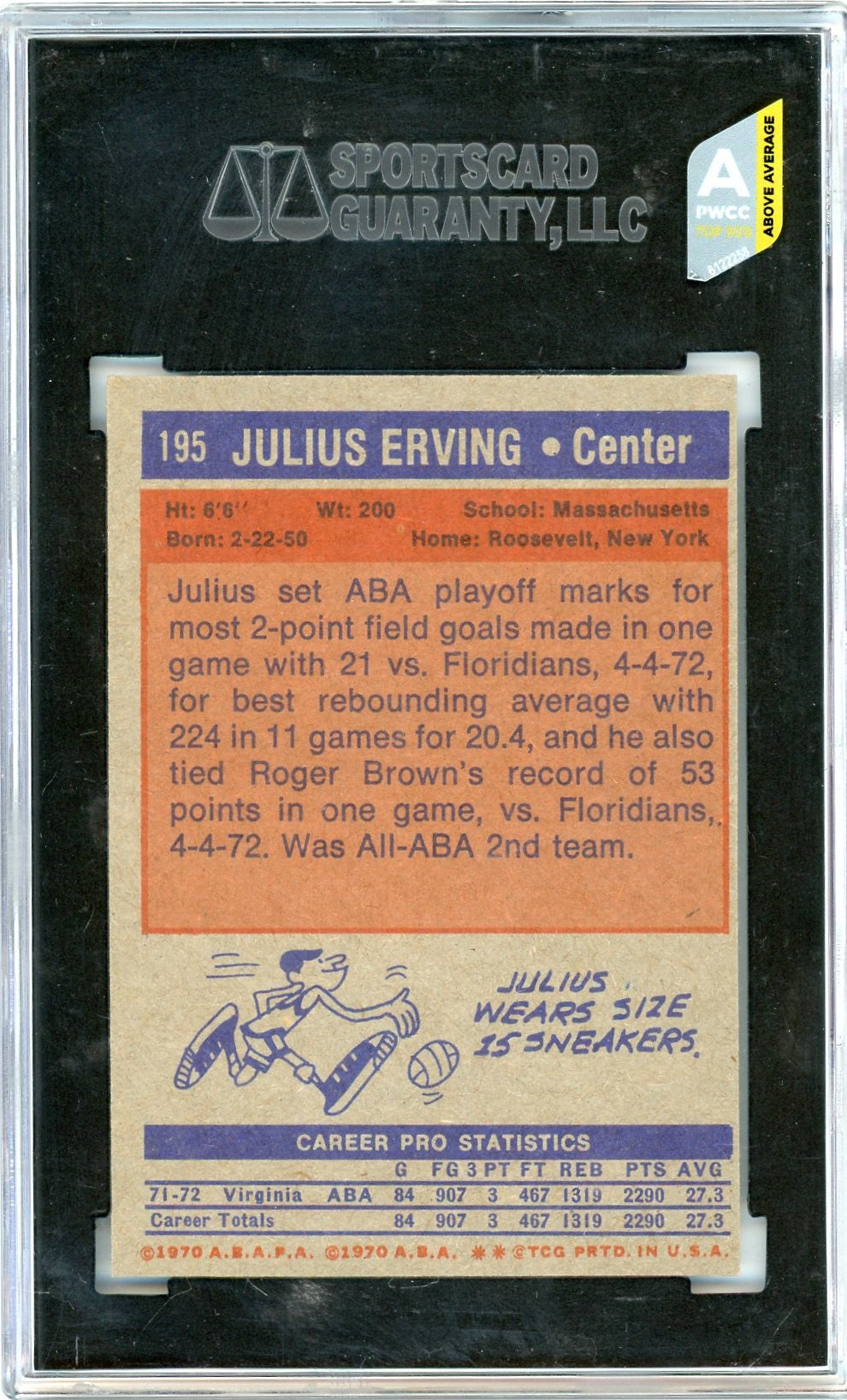 1972 Topps Julius Erving #195 SGC 7.5