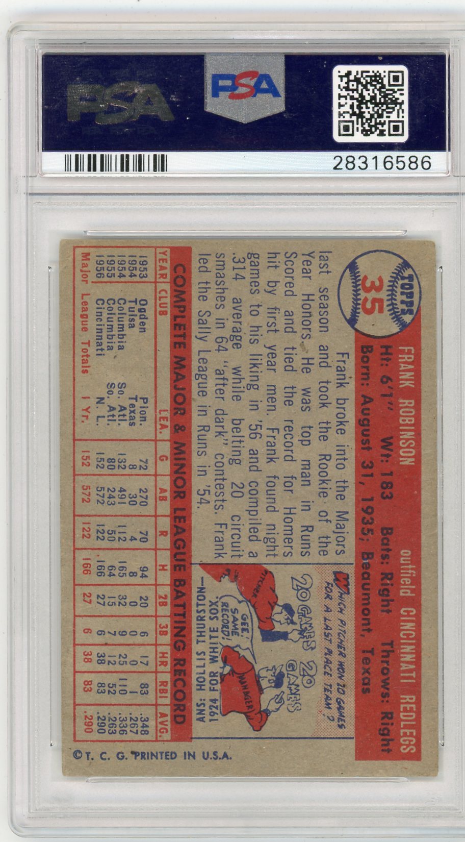 1957 Topps Frank Robinson #35 PSA 4.5