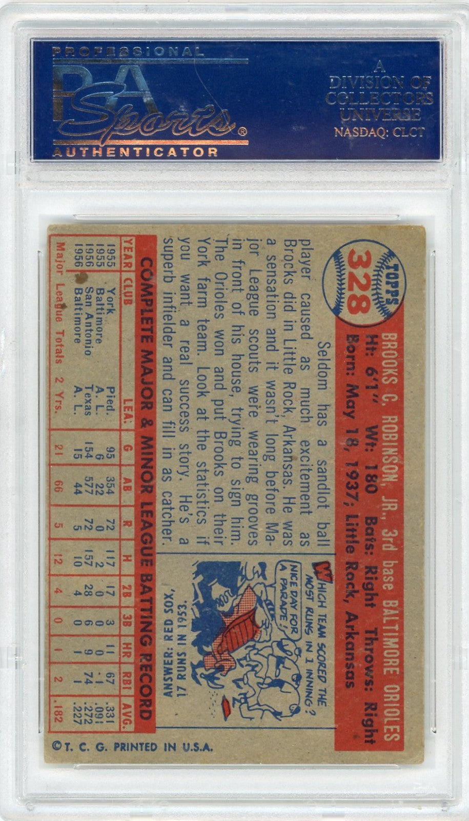 1957 Topps Brooks Robinson #328 PSA 4