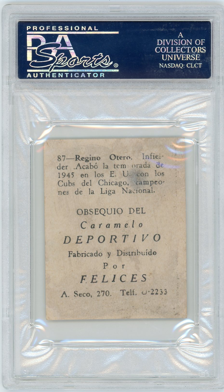 1945-46 Caramelo Deportivo Cuban League Regino Otero #87 PSA 1.5