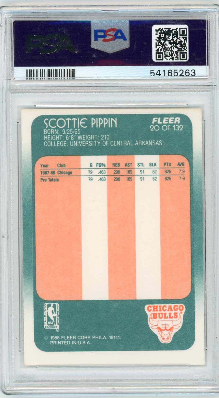 1988 Fleer Scottie Pippen #20 PSA 9