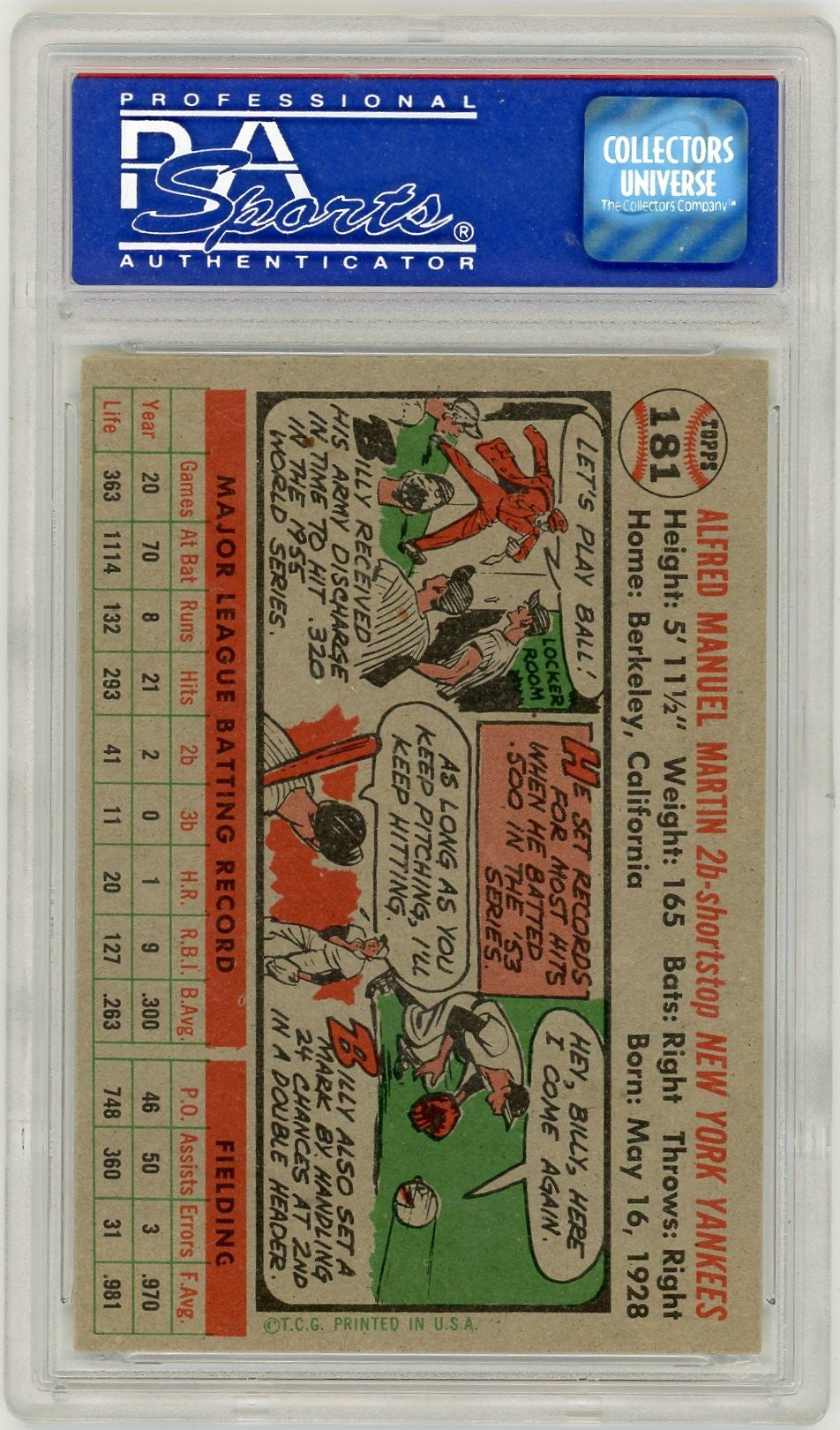 1956 Topps Billy Martin #181 PSA 7