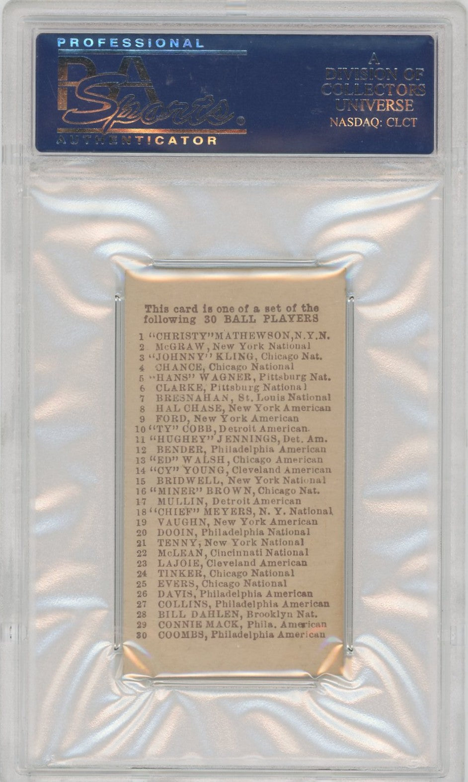 1910 E98 Set Of 30 Miner Brown Black Swamp Find PSA 7