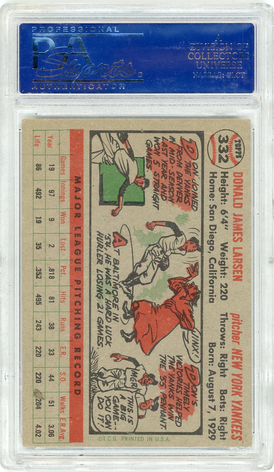 1956 Topps Don Larsen #332 PSA 7