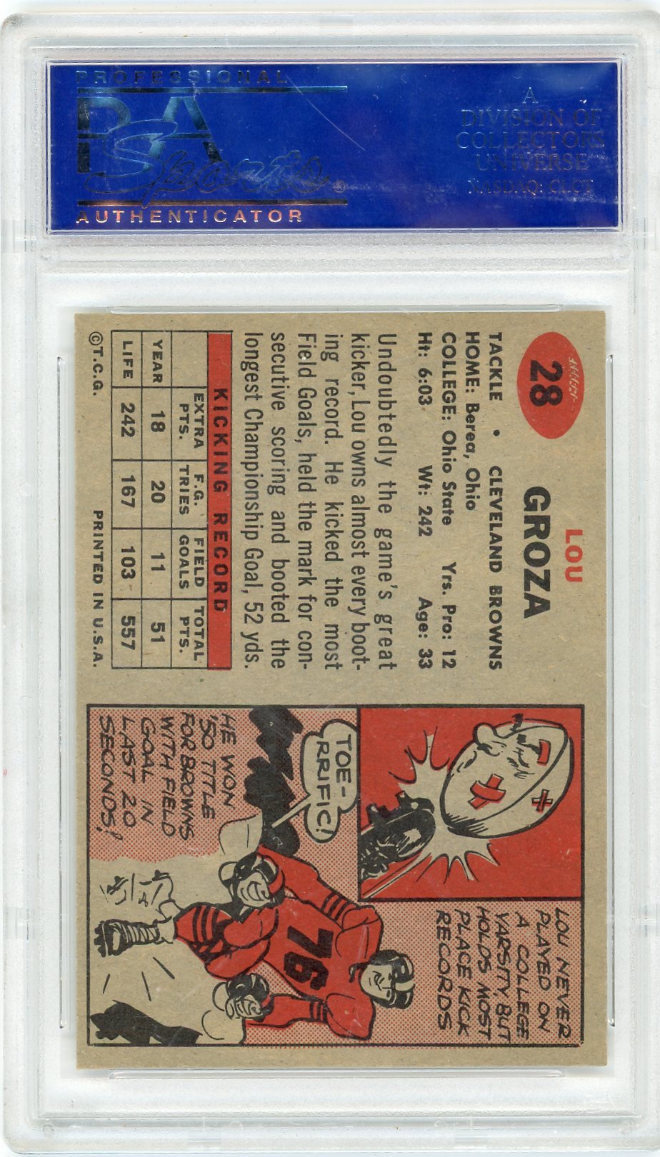 1957 Topps Lou Groza #28 PSA 8
