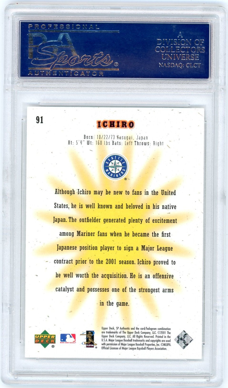 2001 SP Authentic Ichiro #91 PSA 9
