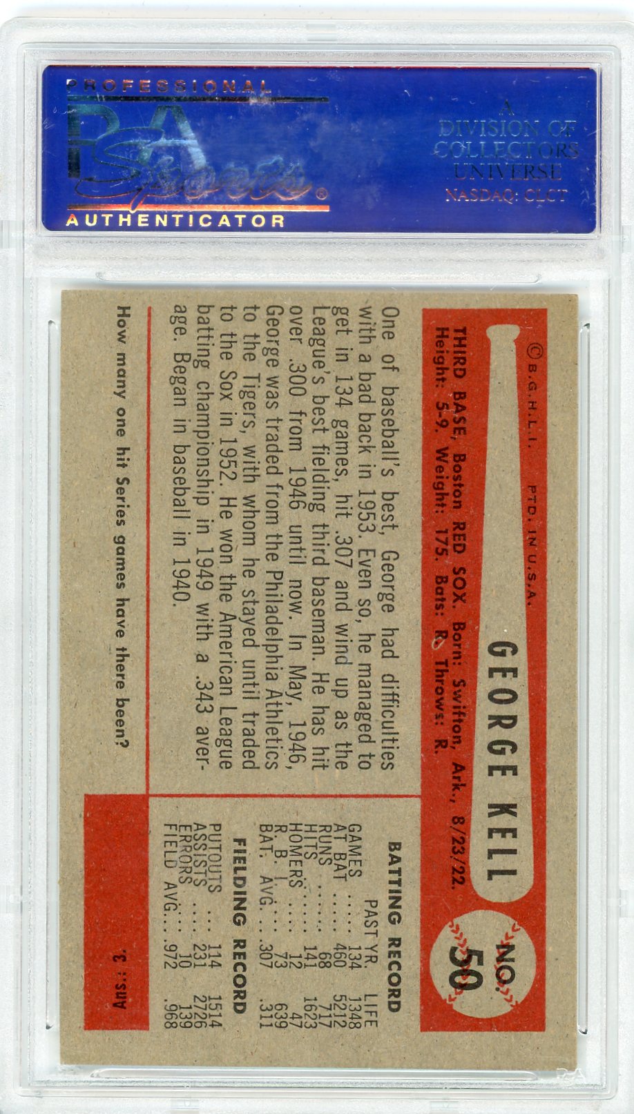 1954 Bowman George Kell #50 PSA 6