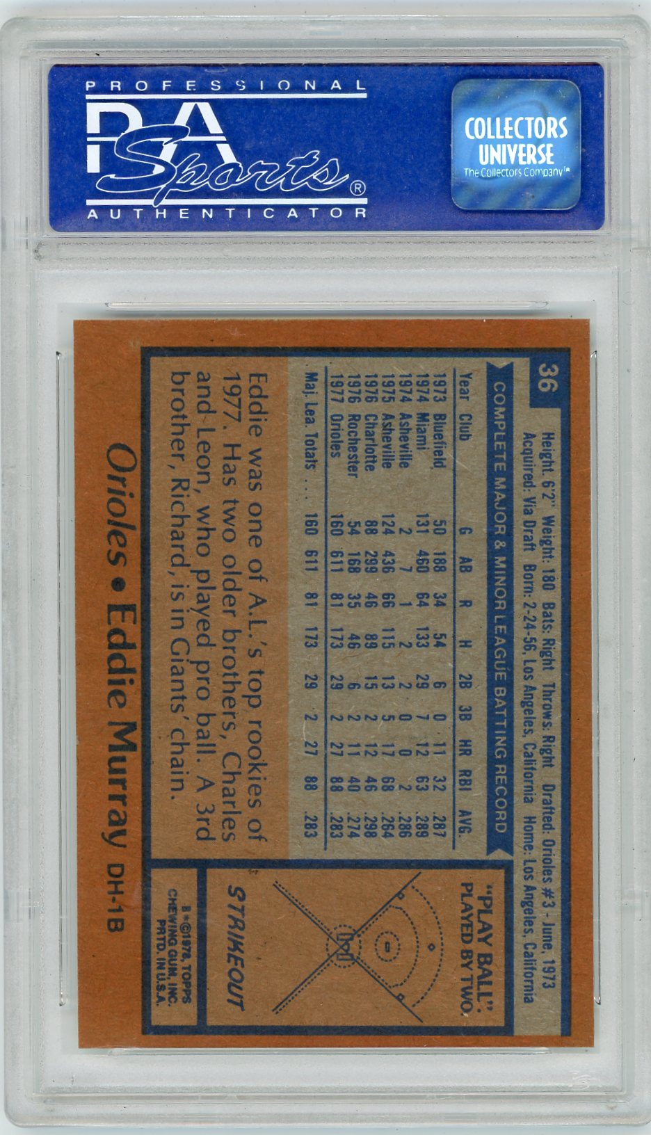1978 Topps Eddie Murray #36 PSA 9