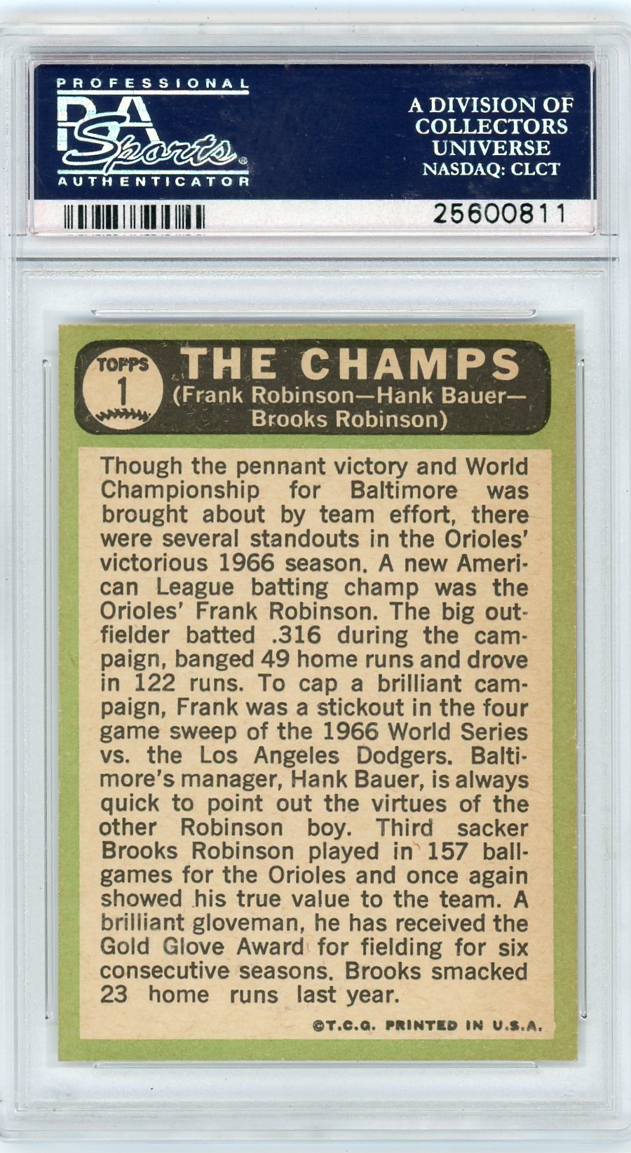1967 Topps The Champs #1 Robinson Bauer Robinson PSA 8.5