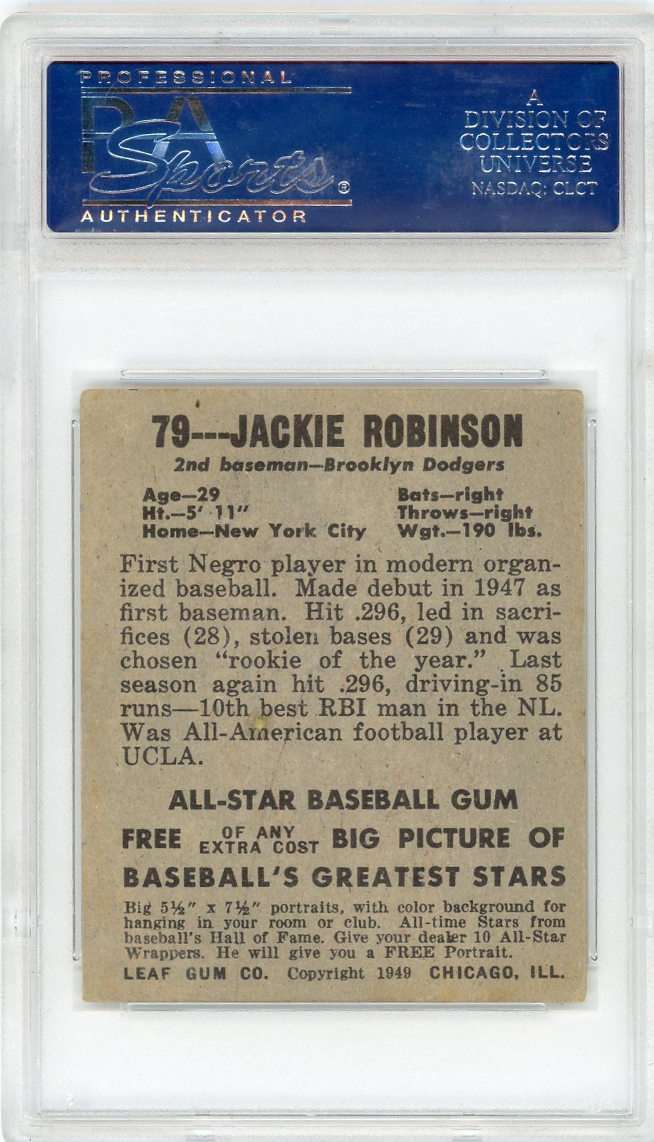 1948 Leaf Jackie Robinson #79 PSA 4.5
