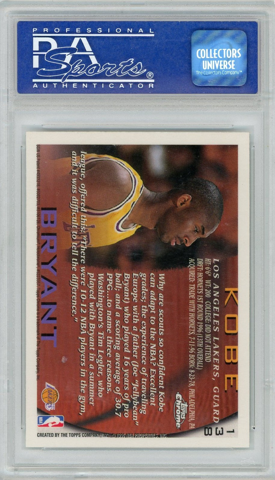 1996 Topps Chrome Kobe Bryant #138 PSA 9