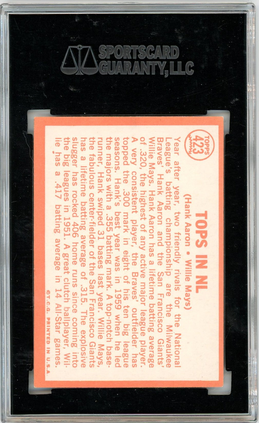 1964 Topps Tops In N. L. #423 SGC 4.5