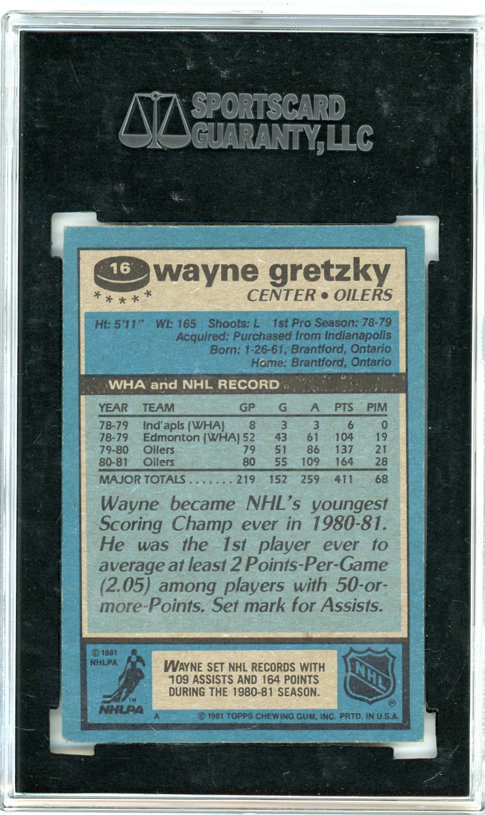 1981-82 Topps Wayne Gretzky #16 SGC Authentic Auto Authentic