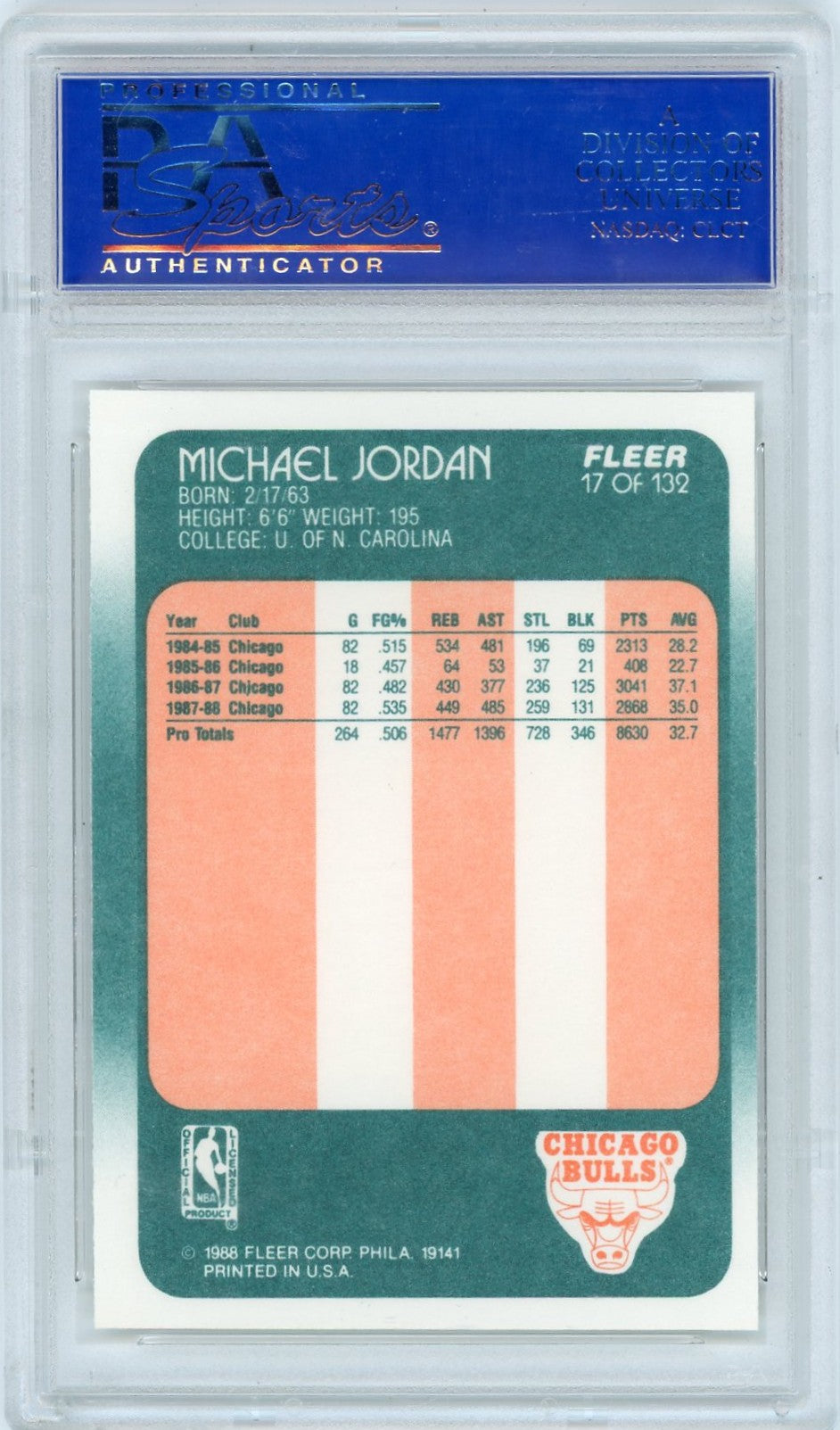 1988 Fleer Michael Jordan #17 PSA 9