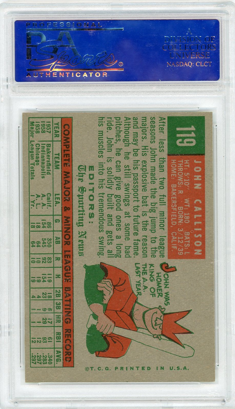 1959 Topps John Callison #119 PSA 7