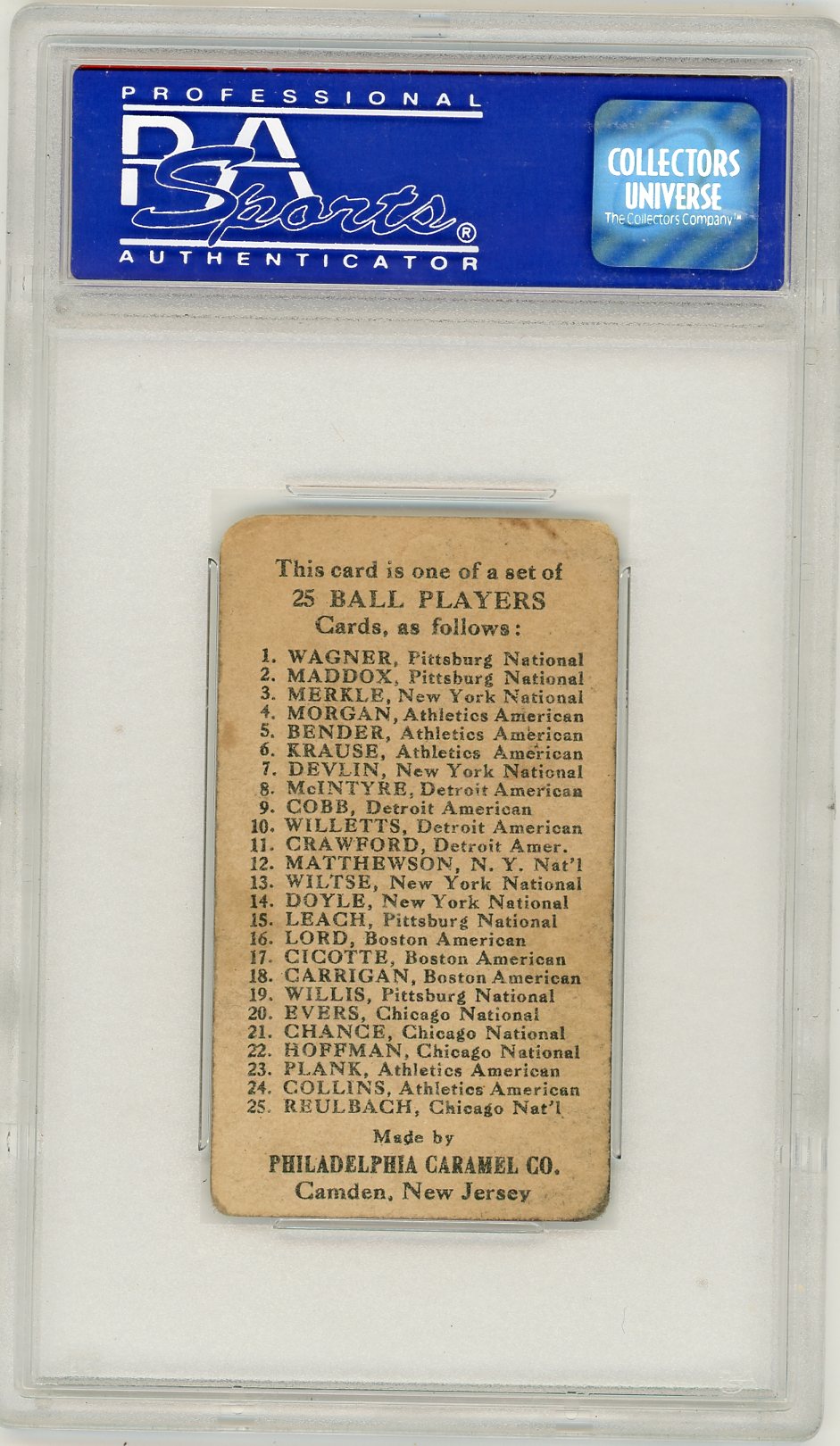 1909 E95 Philadelphia Caramel Eddie Plank PSA 3